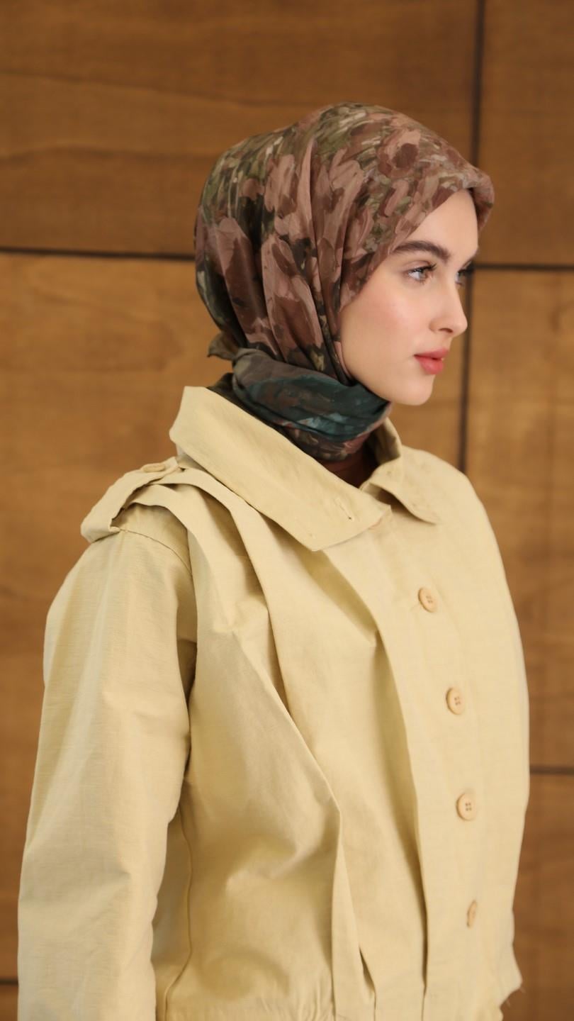 POPPY FLOWER DESEN EŞARP YEŞİL