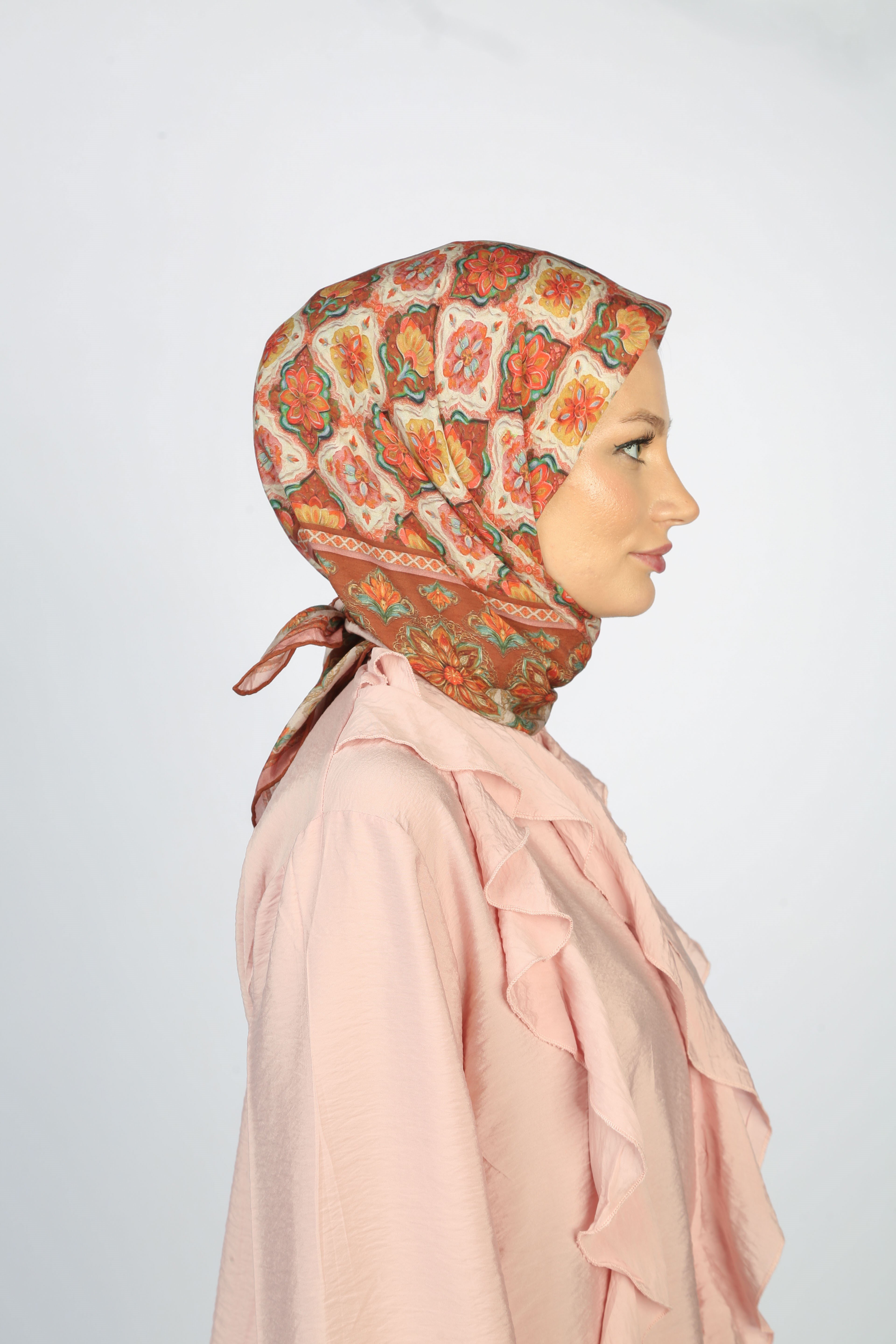 RETRO DESEN EŞARP KAHVE