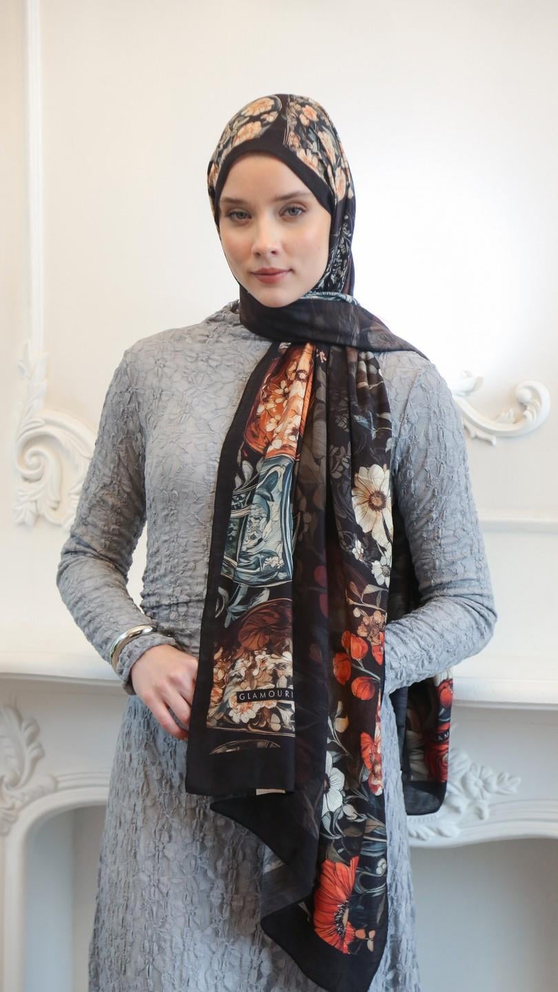 ROSA DESEN ŞAL SİYAH-6