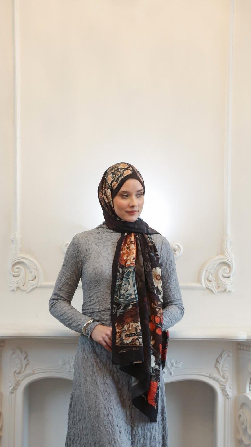 ROSA DESEN ŞAL SİYAH-6