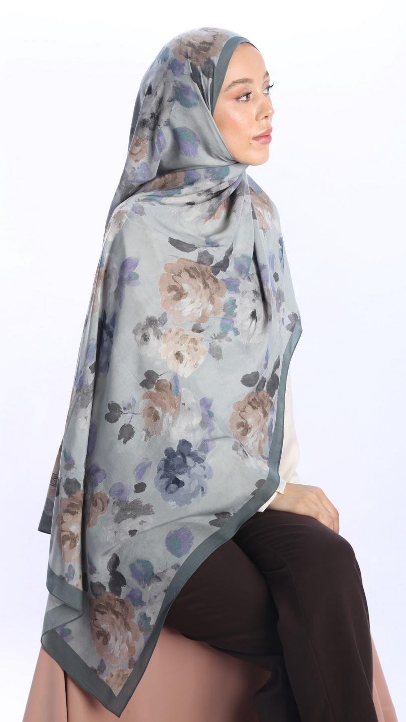 ROSALİNE DESEN ŞAL FÜME-5