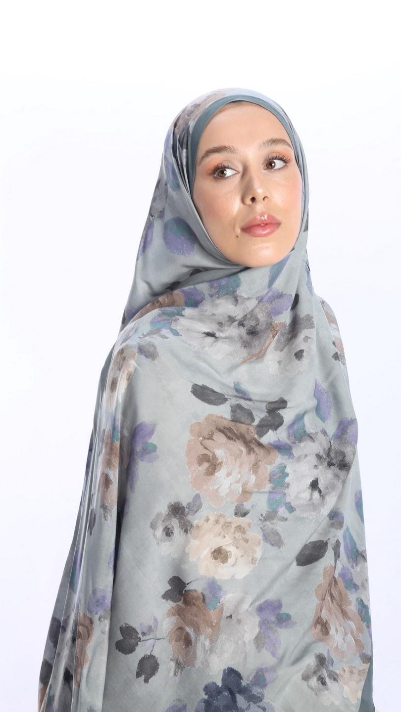 ROSALİNE DESEN ŞAL FÜME-5