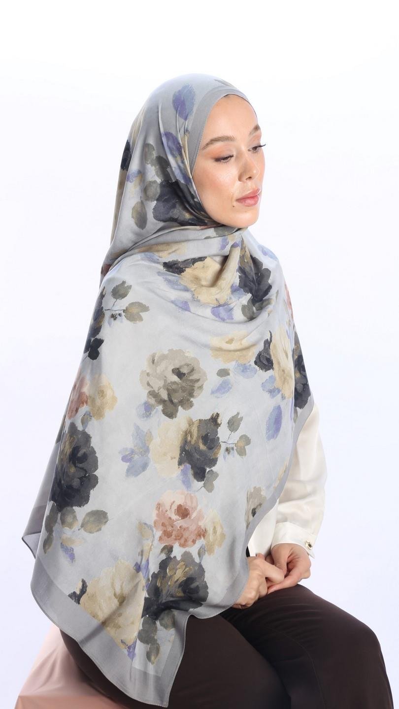 ROSALİNE DESEN ŞAL GRİ-6