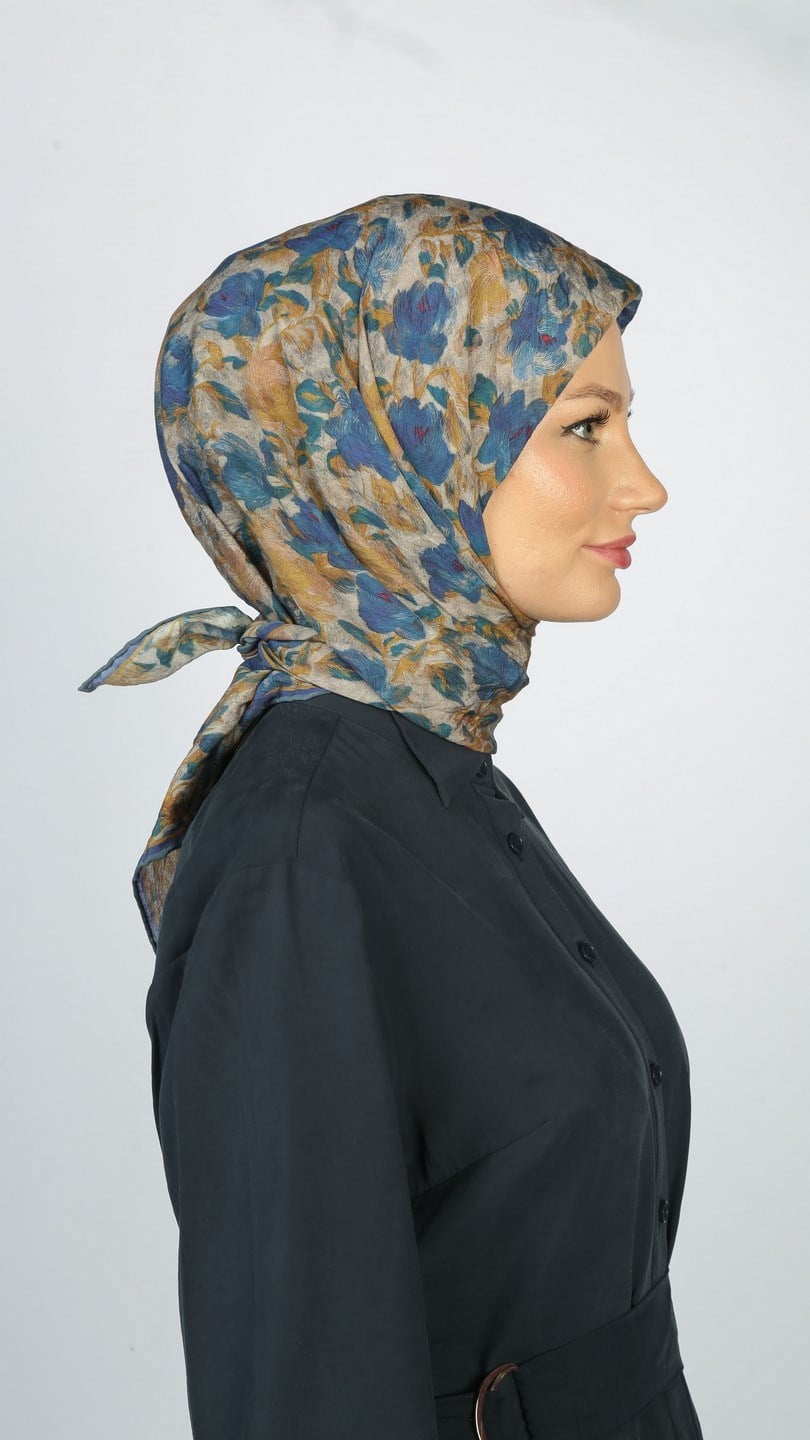 ROSELİER DESEN EŞARP MAVİ