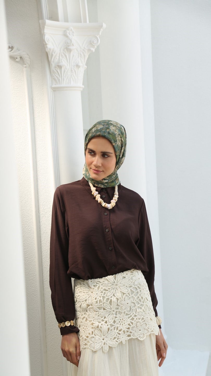 ROSELİER DESEN EŞARP MİNT YEŞİL