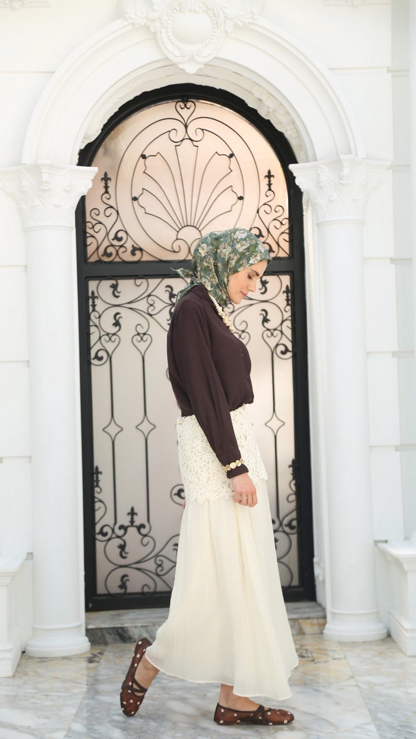 ROSELİER DESEN EŞARP MİNT YEŞİL