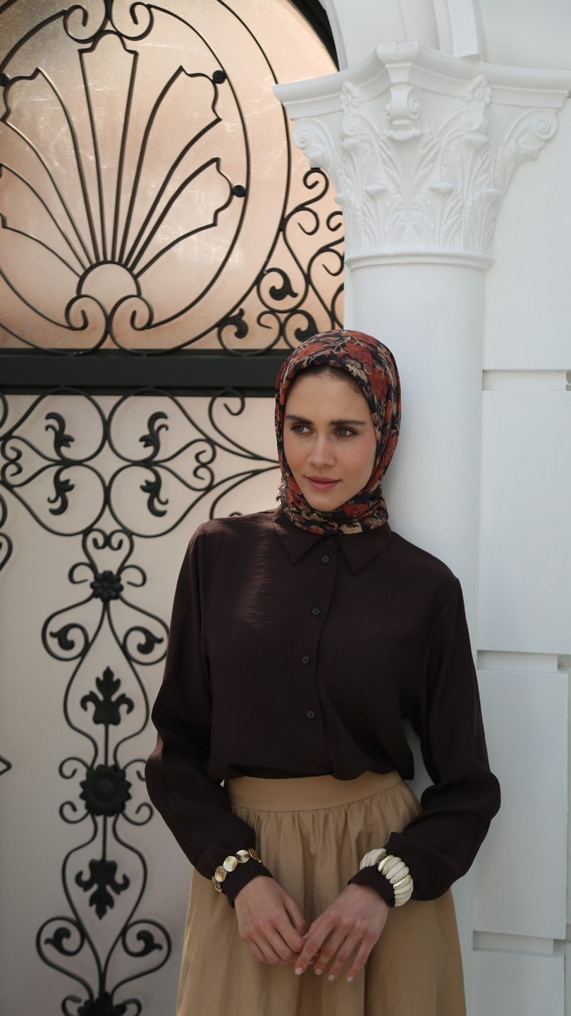 ROSELİER DESEN EŞARP SİYAH