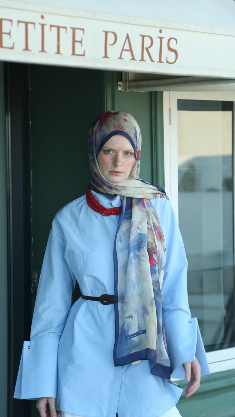 ROSELLE DESEN ŞAL LACİVERT-7