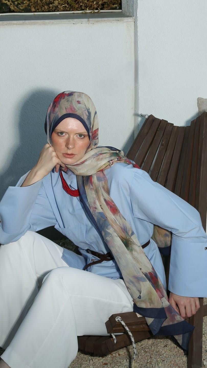 ROSELLE DESEN ŞAL LACİVERT-7