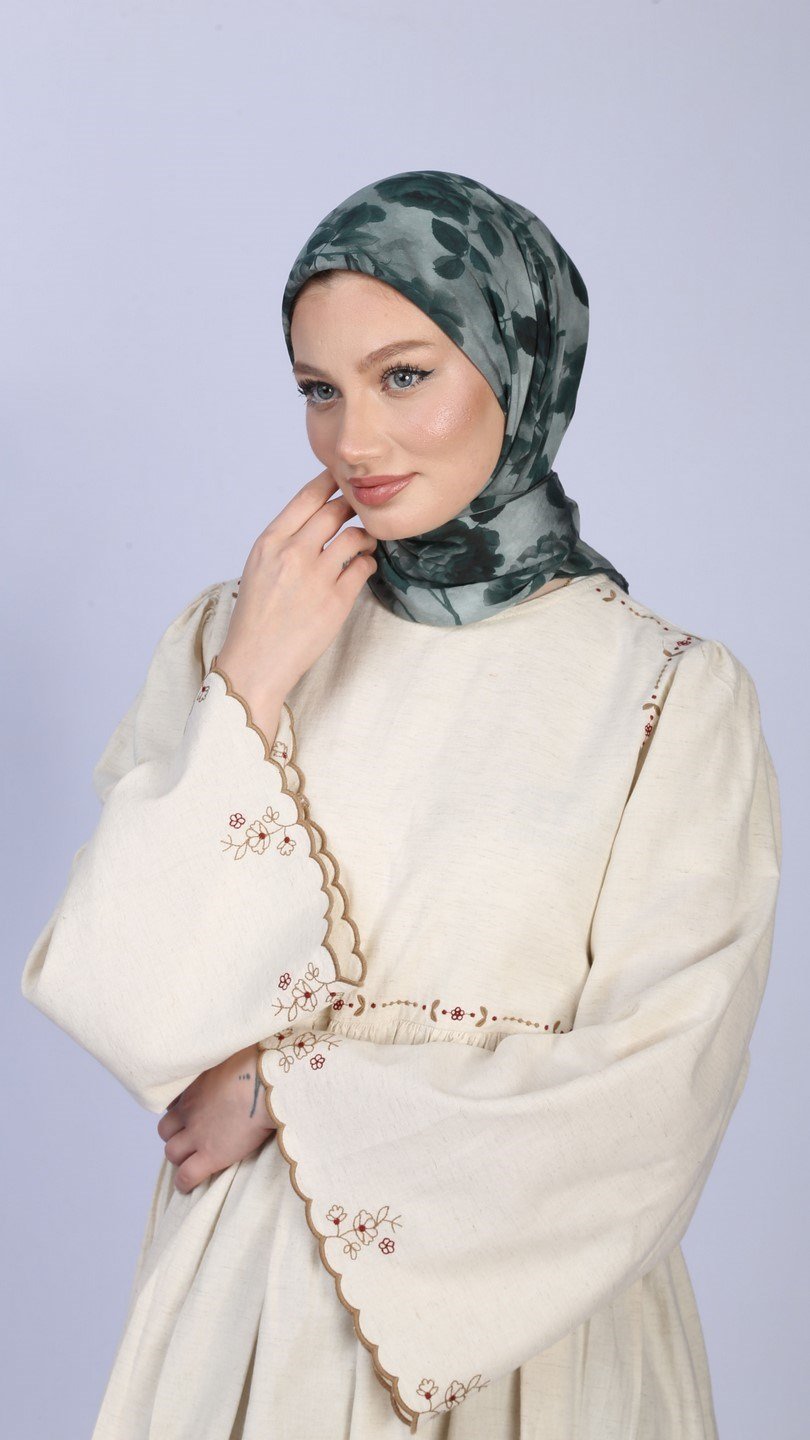 ROZA DESEN EŞARP TURKUAZ