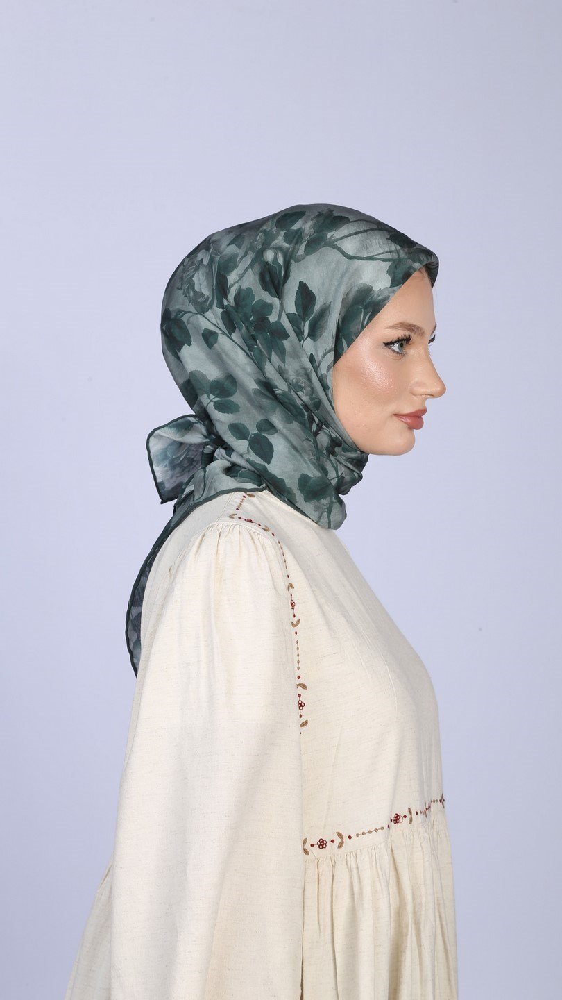 ROZA DESEN EŞARP TURKUAZ