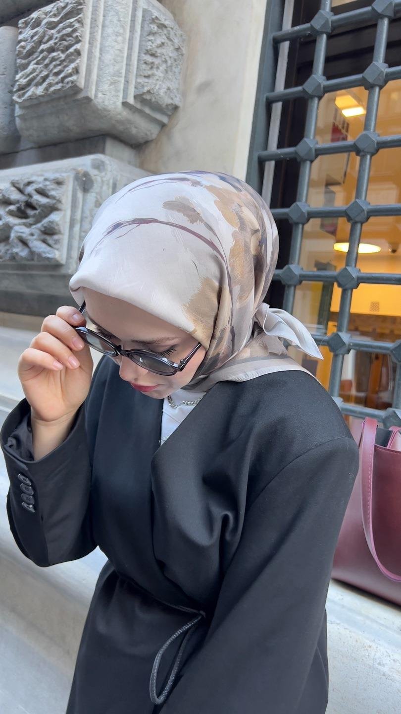 SAKURA DESEN EŞARP VİZON-4