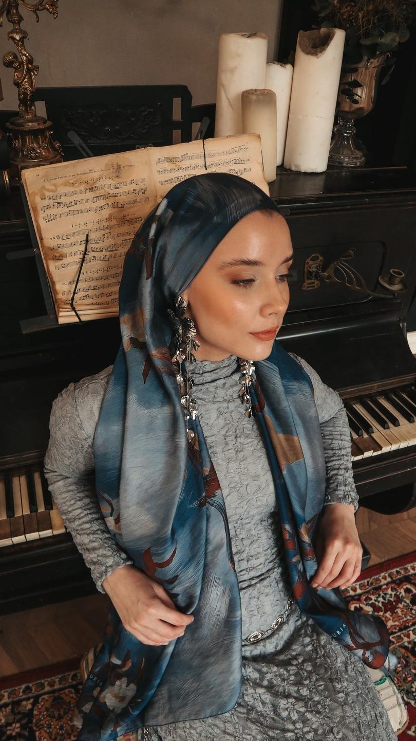 SILVA DESEN ŞAL LACİVERT-5