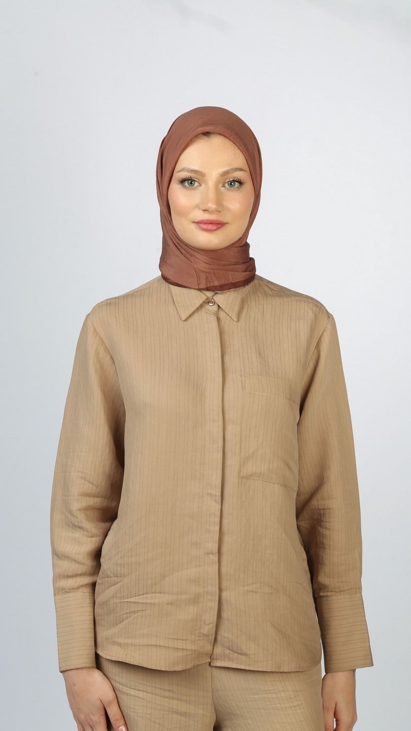 SOFT FRAME DESEN EŞARP CARAMEL
