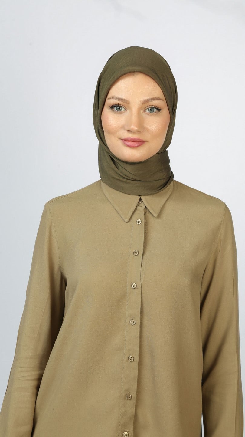 SOFT FRAME DESEN EŞARP KOYU YEŞİL