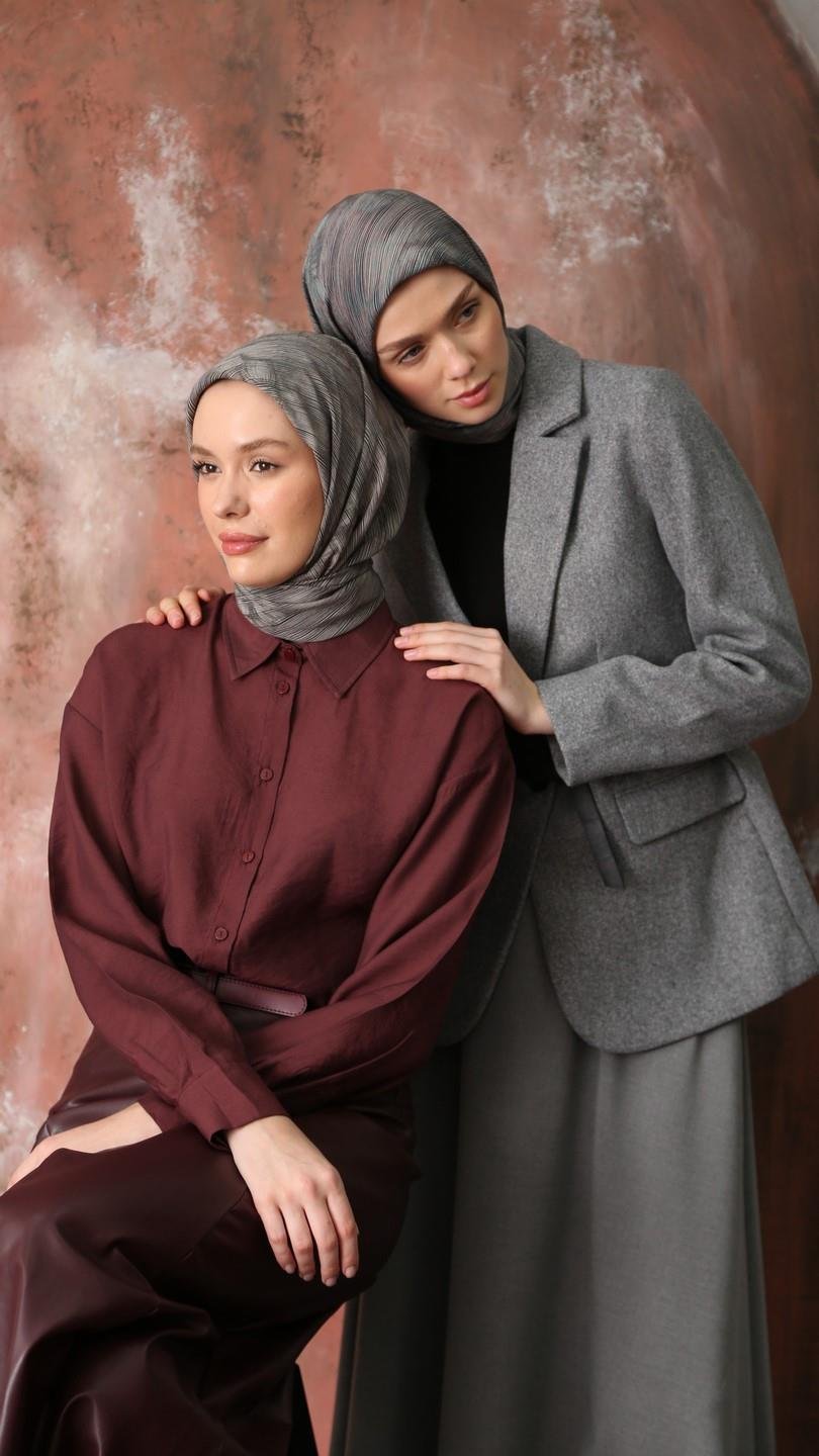 SOLARA DESEN EŞARP VİZON