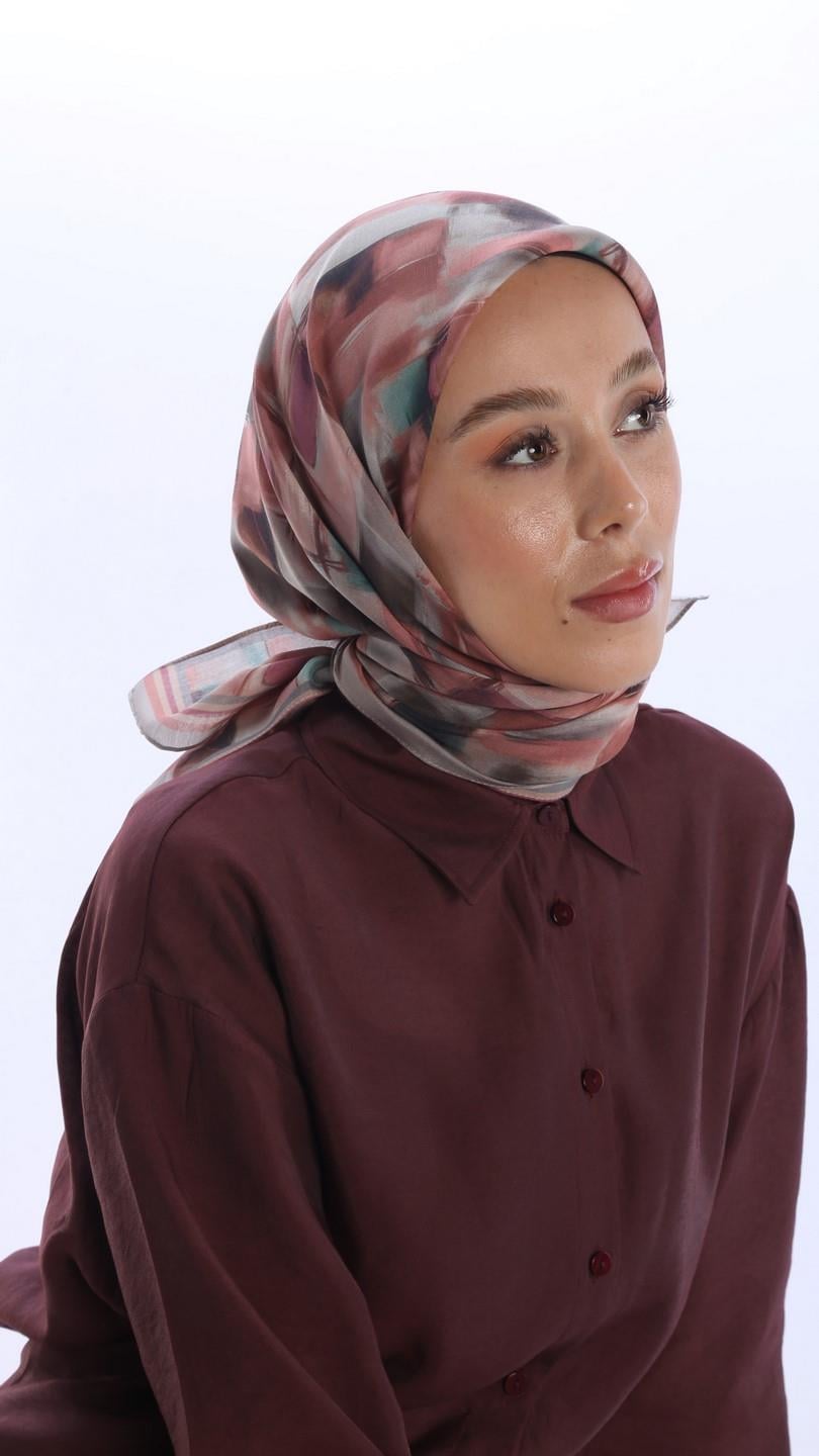SOLVİA DESEN EŞARP PEMBE-5