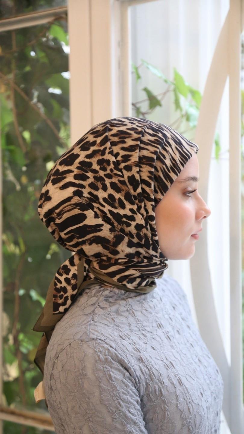 TİGRİS DESEN EŞARP HAKİ YEŞİL-2