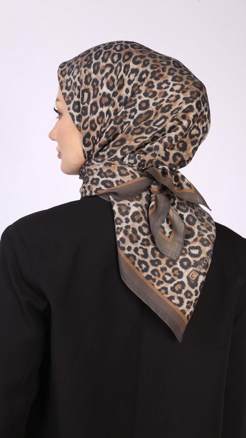 TİNY LEOPARD DESEN EŞARP KAHVE