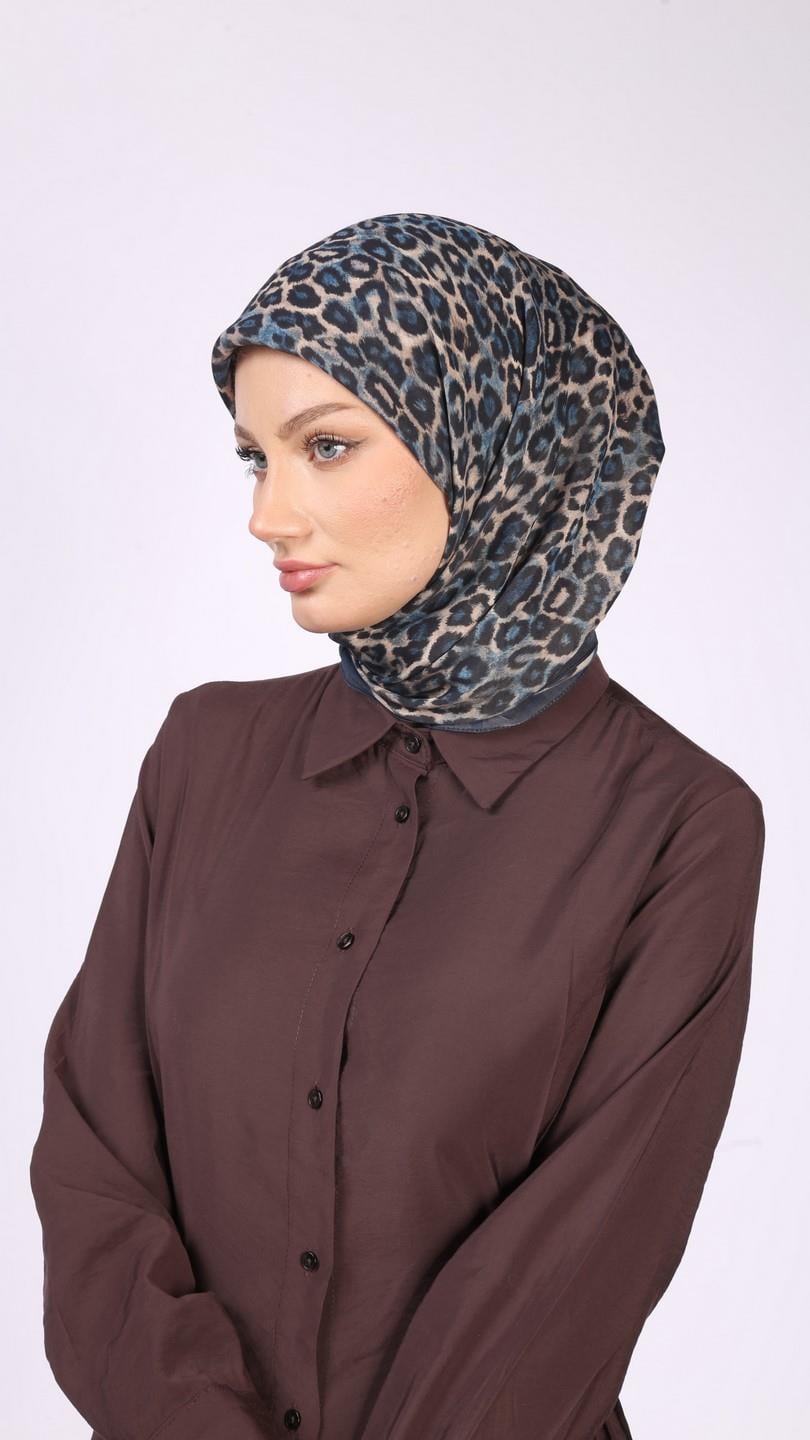 TİNY LEOPARD DESEN EŞARP LACİVERT