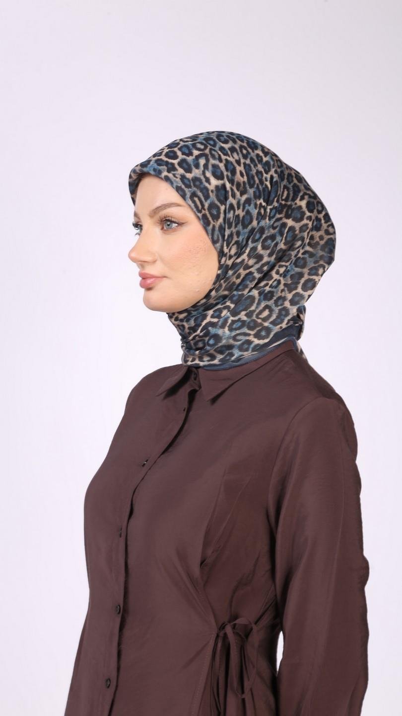 TİNY LEOPARD DESEN EŞARP LACİVERT