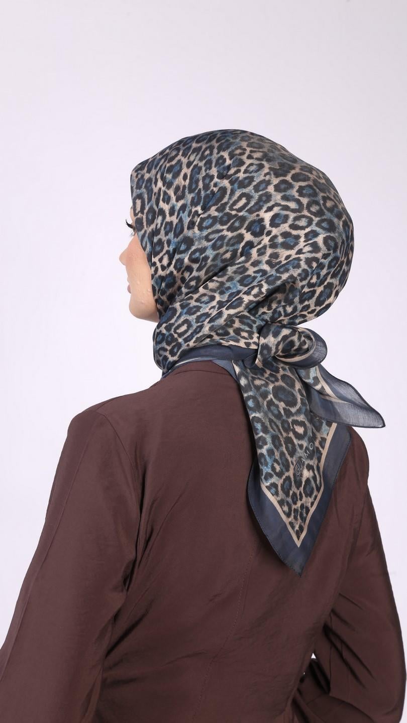 TİNY LEOPARD DESEN EŞARP LACİVERT