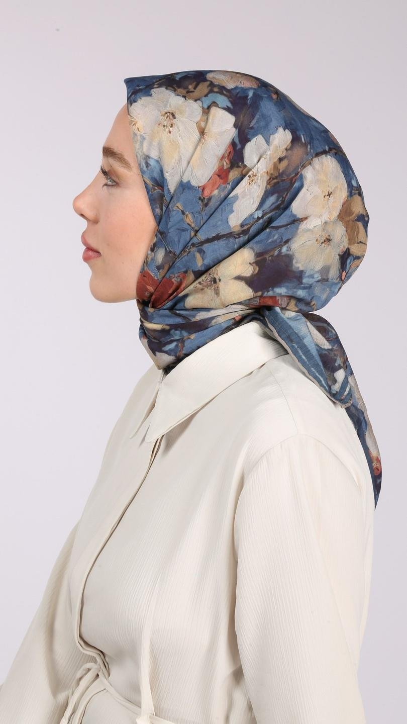 VELİNA DESEN EŞARP LACİVERT-6