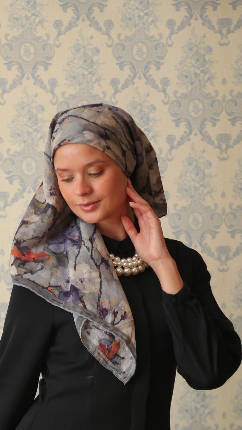 VELİNA DESEN EŞARP MOR-3