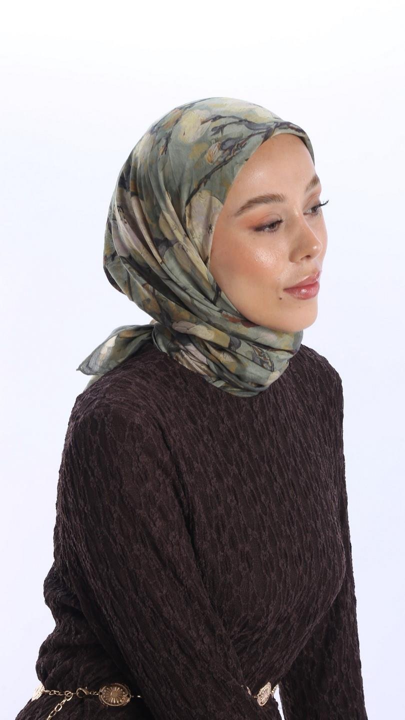 VELİNA DESEN EŞARP YEŞİL-10