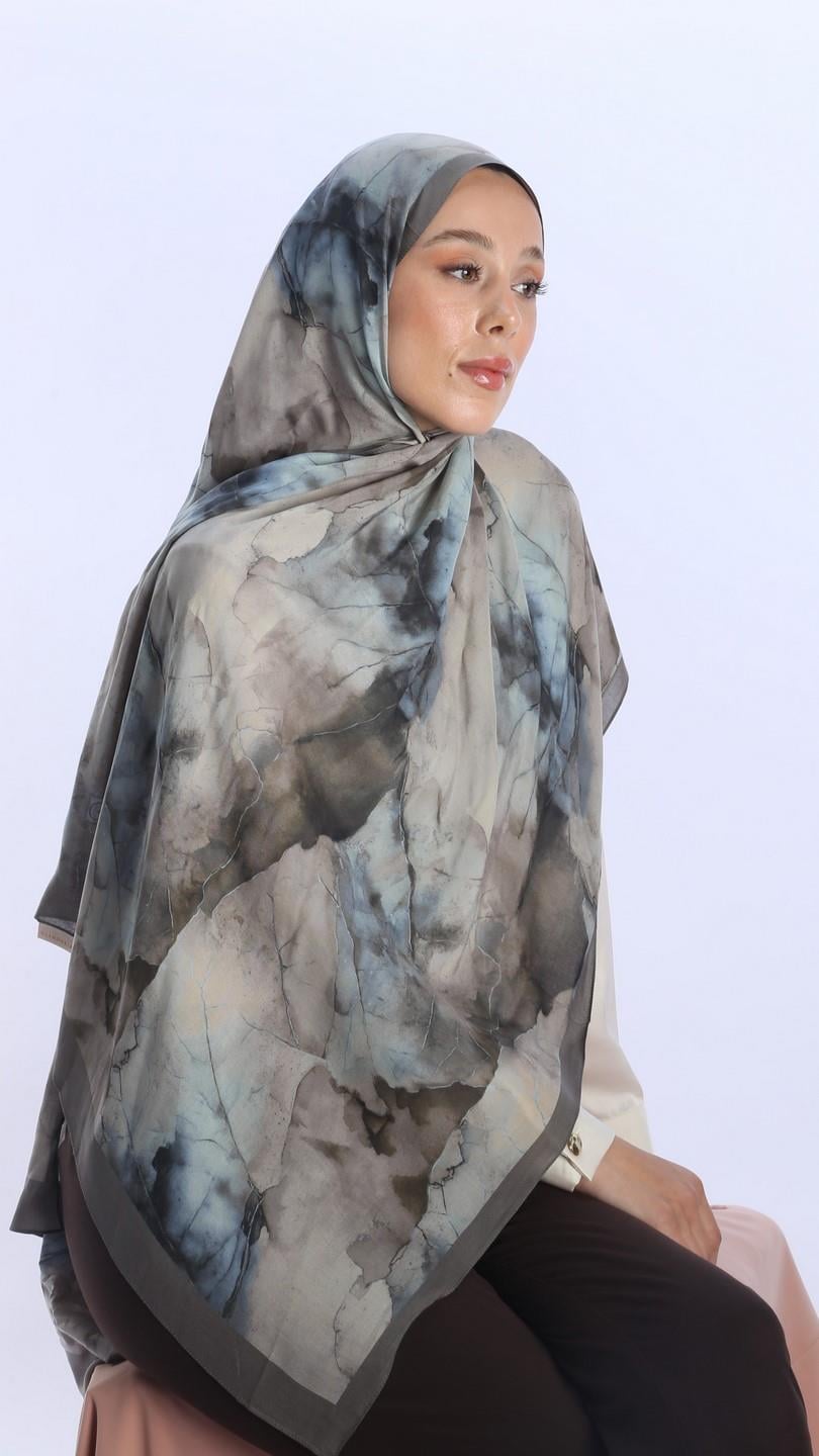 WHİSPER DESEN ŞAL KOYU GRİ-1