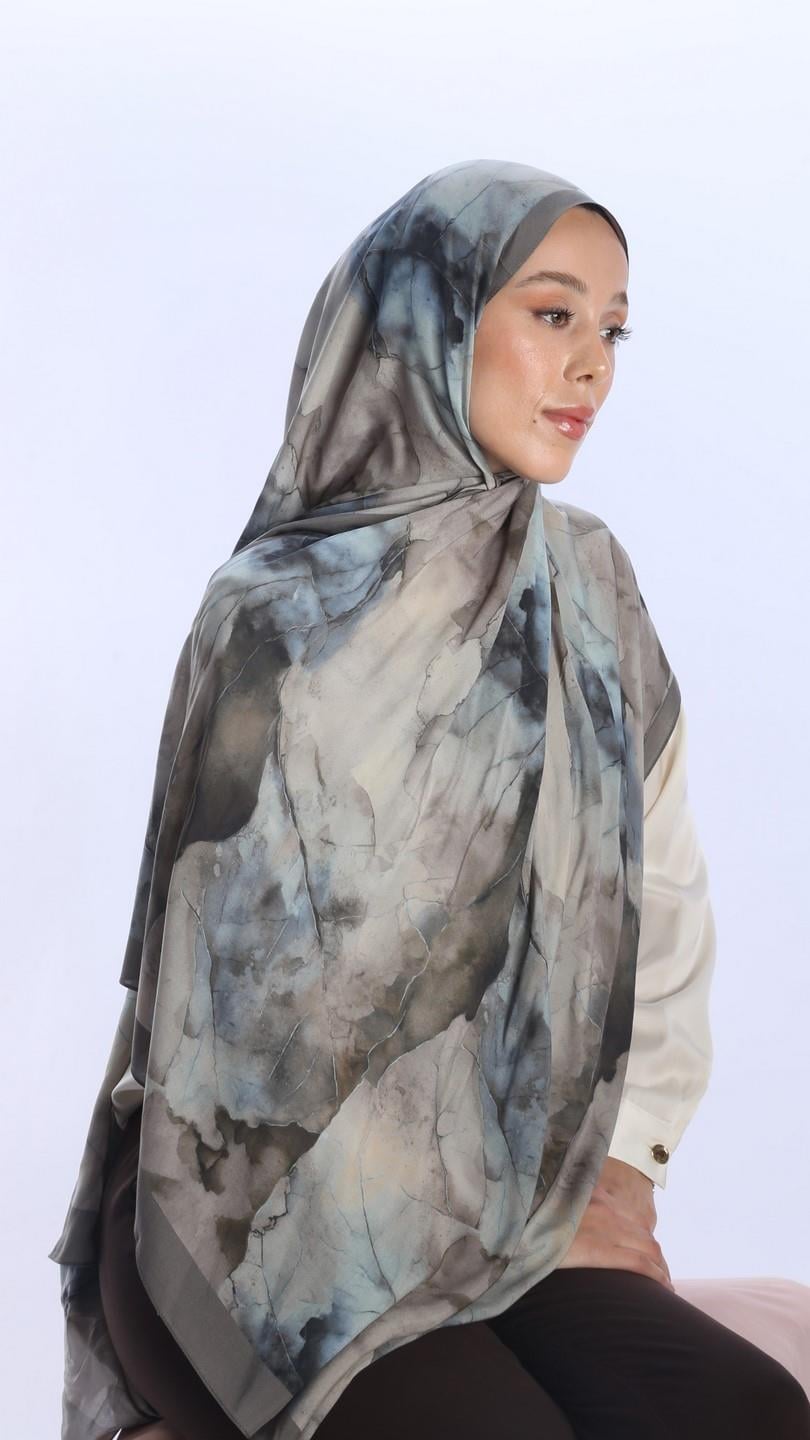 WHİSPER DESEN ŞAL KOYU GRİ-1