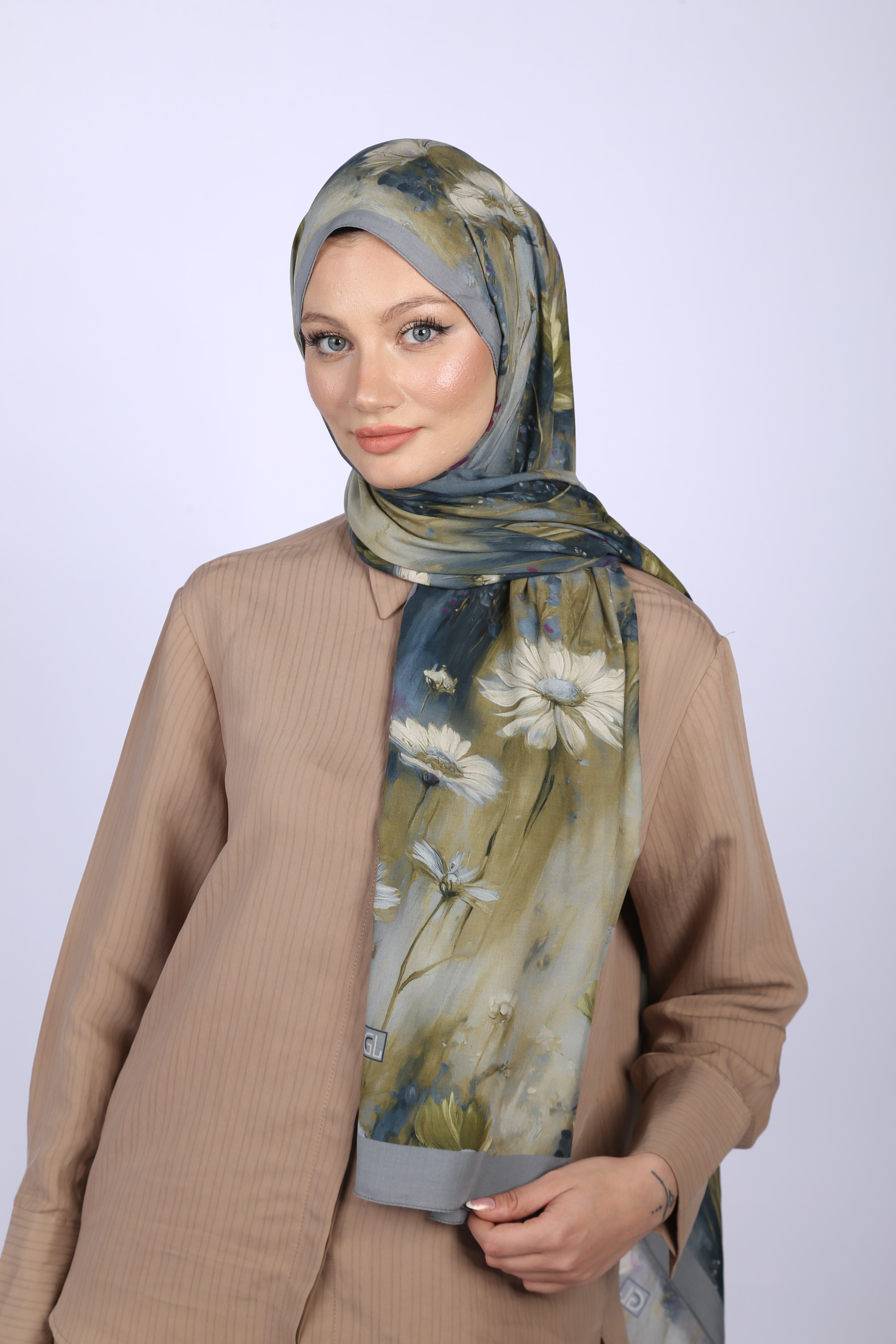 Wildflower Desen Şal-Gri