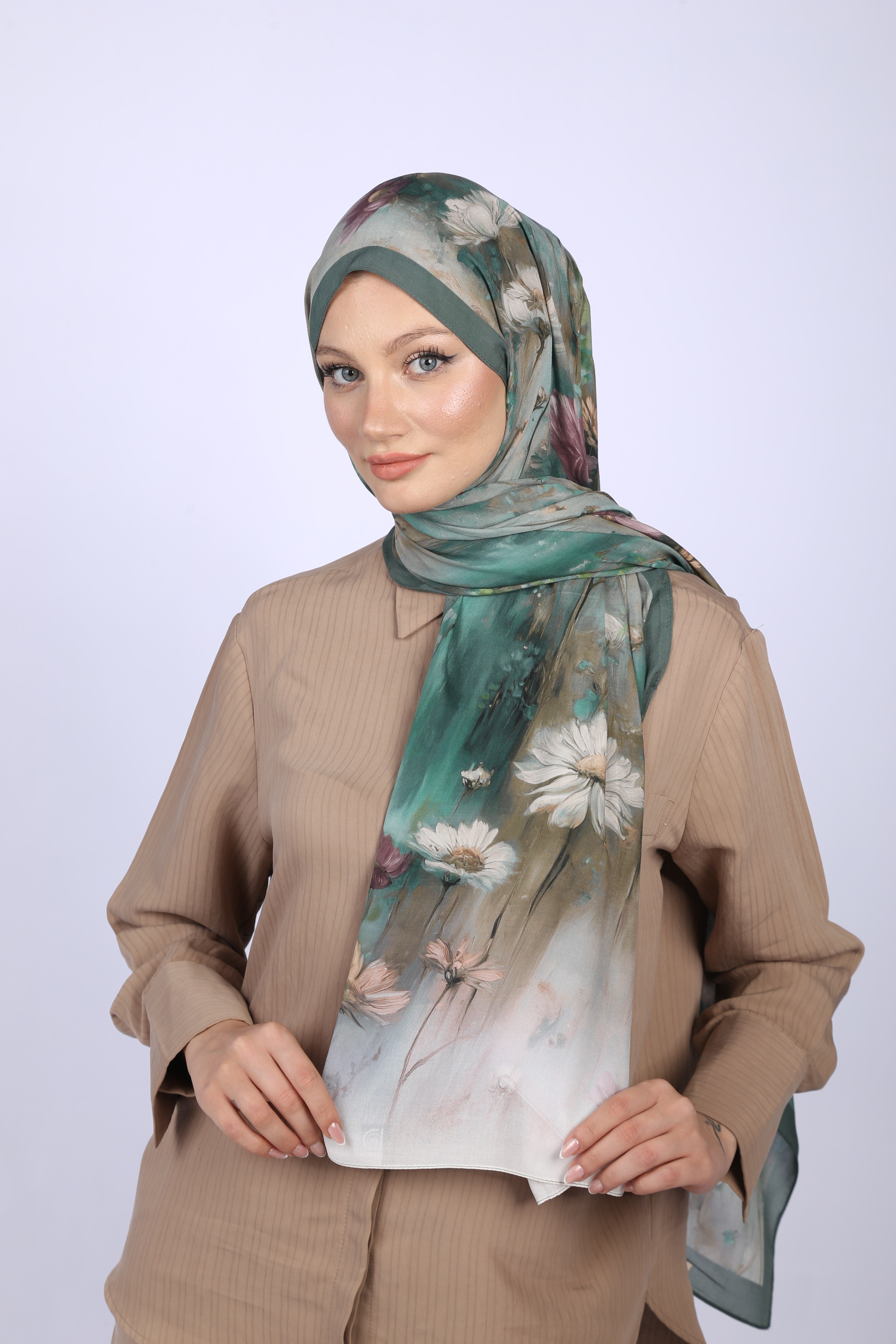 Wildflower Desen Şal-Yeşil