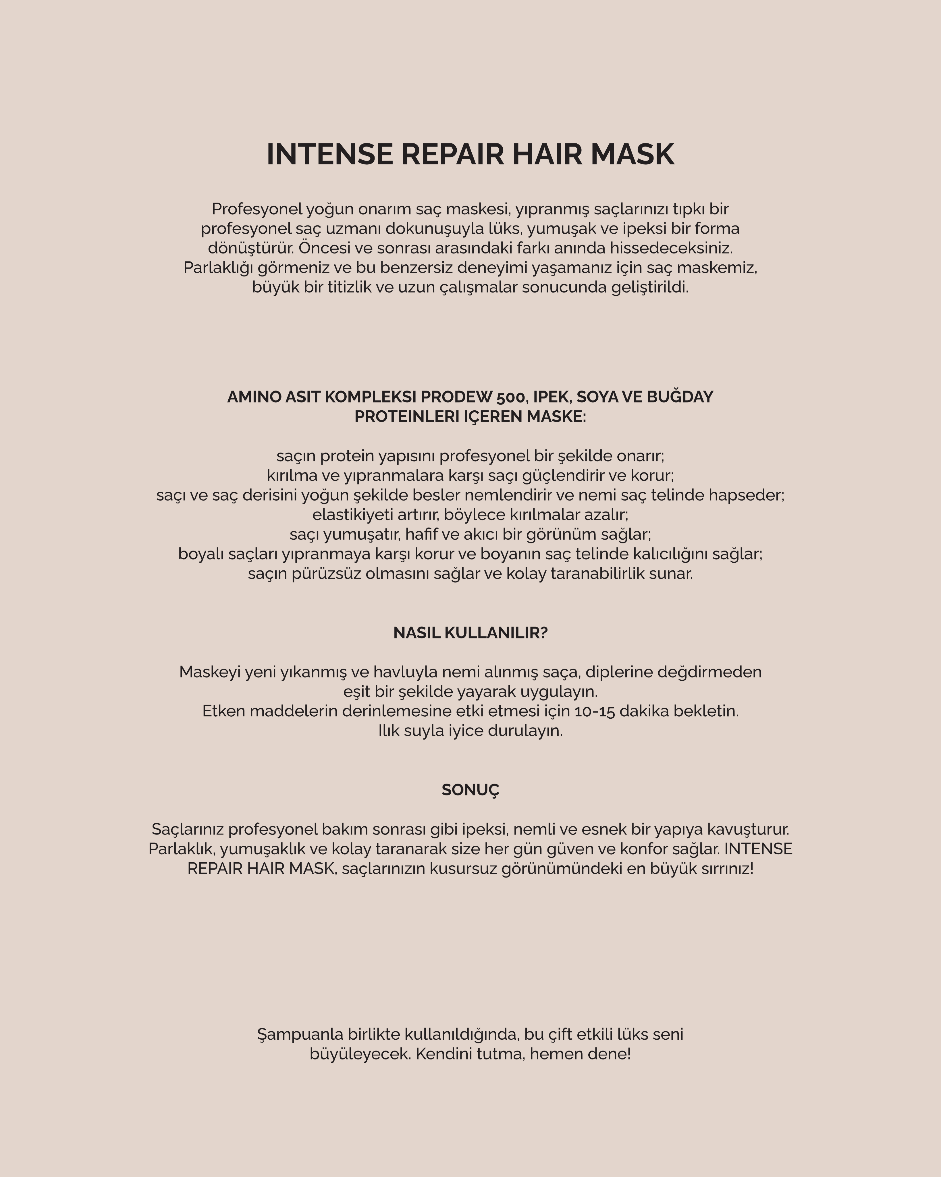 Yoğun Onarım Saç Maskesi INTENSE REPAIR HAIR MASK