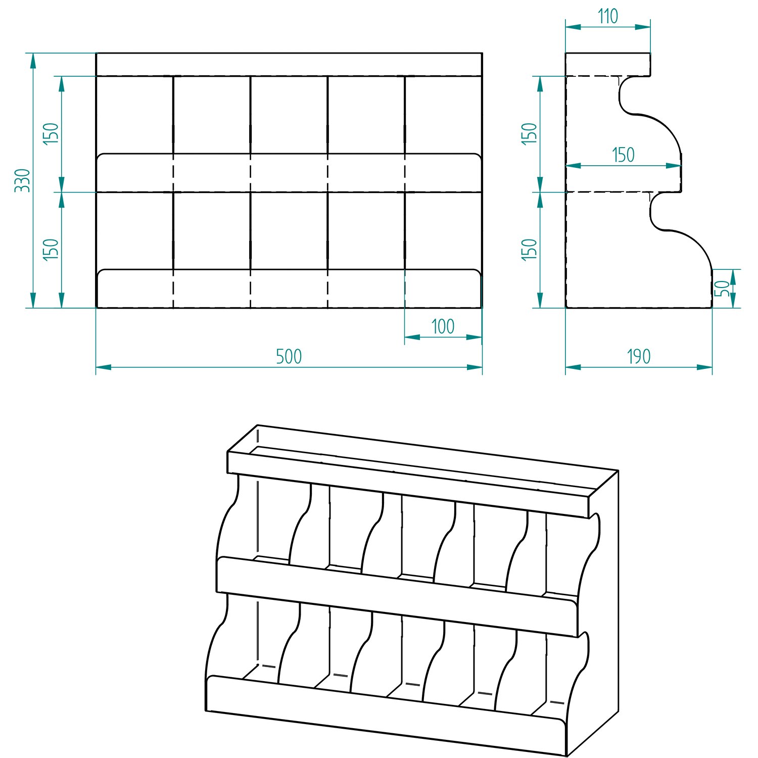 11 Bölmeli Self Servis Organizer Siyah