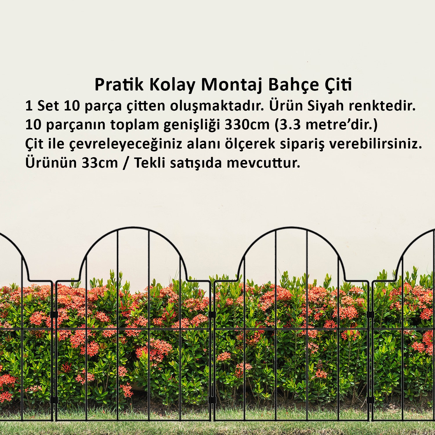 BAHÇE ÇİTİ 33CM MODEL - 2 SİYAH