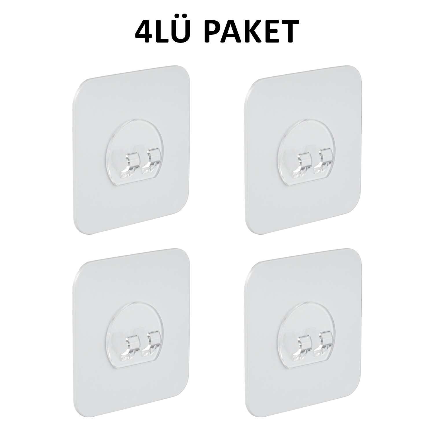 Decorelax 4'lü Kendinden Yapışkanlı Raf Tutucu Kanca Şeffaf Duvar Askı Aparatı Delmeden Çerçeve Askısı