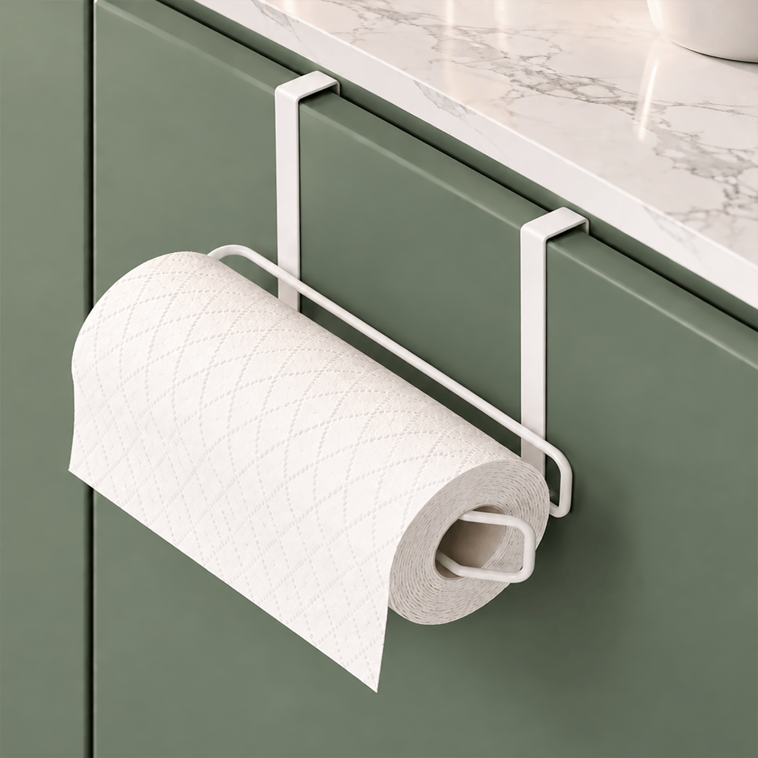 Decorelax Dolap Altı Geçmeli Kağıt Havluluk Metal Beyaz – Delmesiz Raf Arası Mutfak Rulo Peçetelik Aski Organizer
