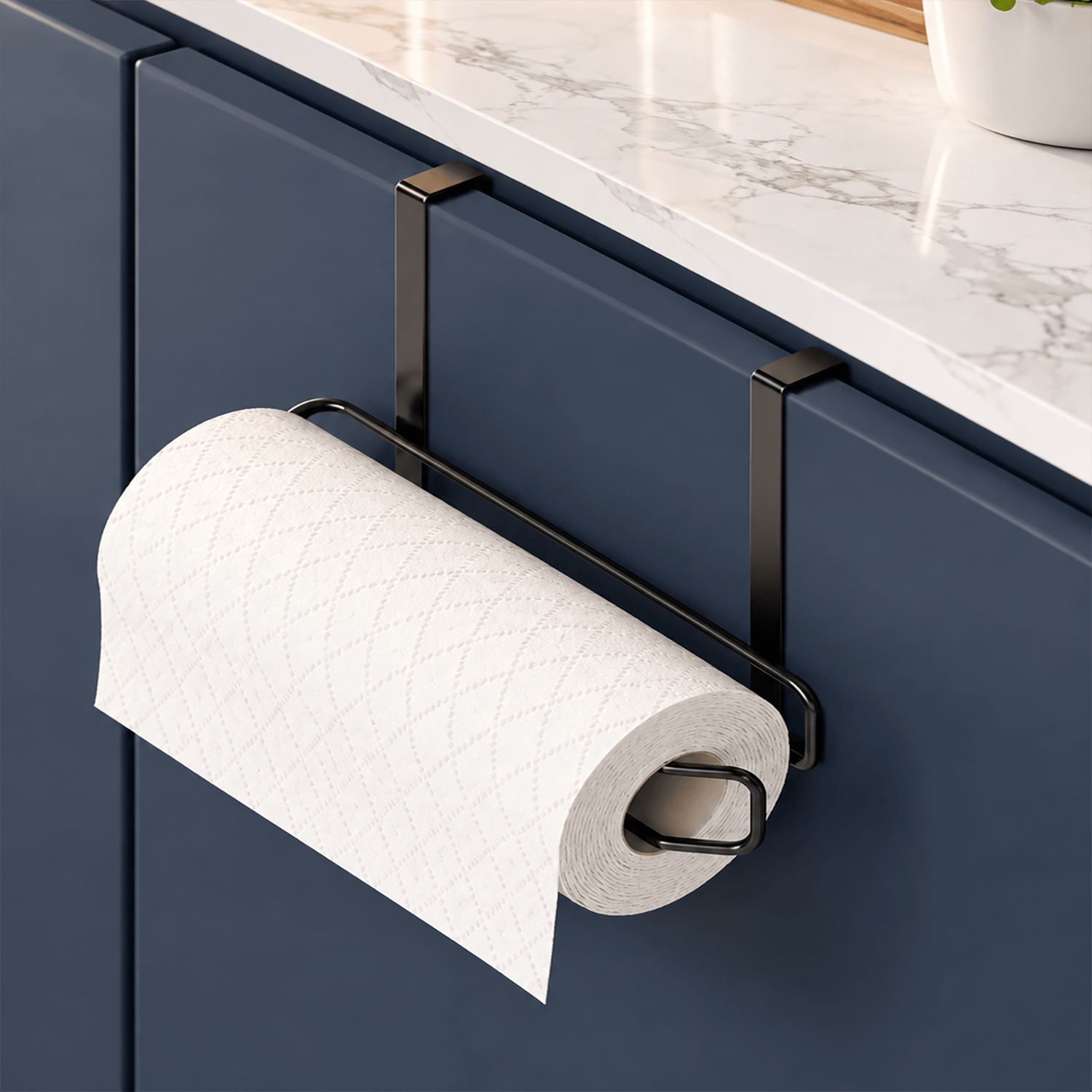 Decorelax Dolap Altı Geçmeli Kağıt Havluluk Metal Siyah – Delmesiz Raf Arası Mutfak Rulo Peçetelik Aski Organizer