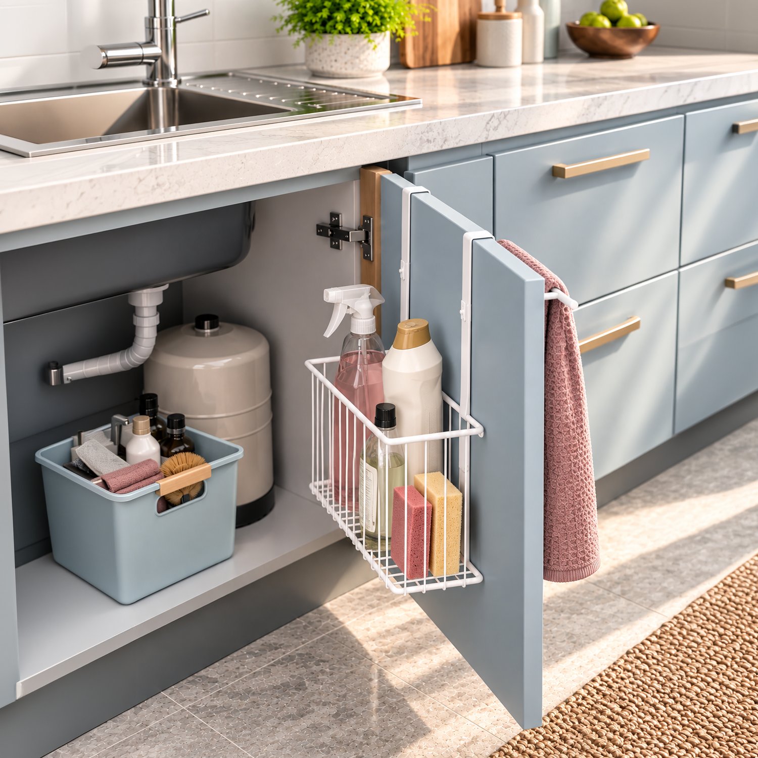 Decorelax Dolap Kapağına Geçmeli Metal Havlu Askılı Organizer Beyaz – Delmesiz Dolap İçi & Dışı Mutfak Banyo Düzenleyici Raf