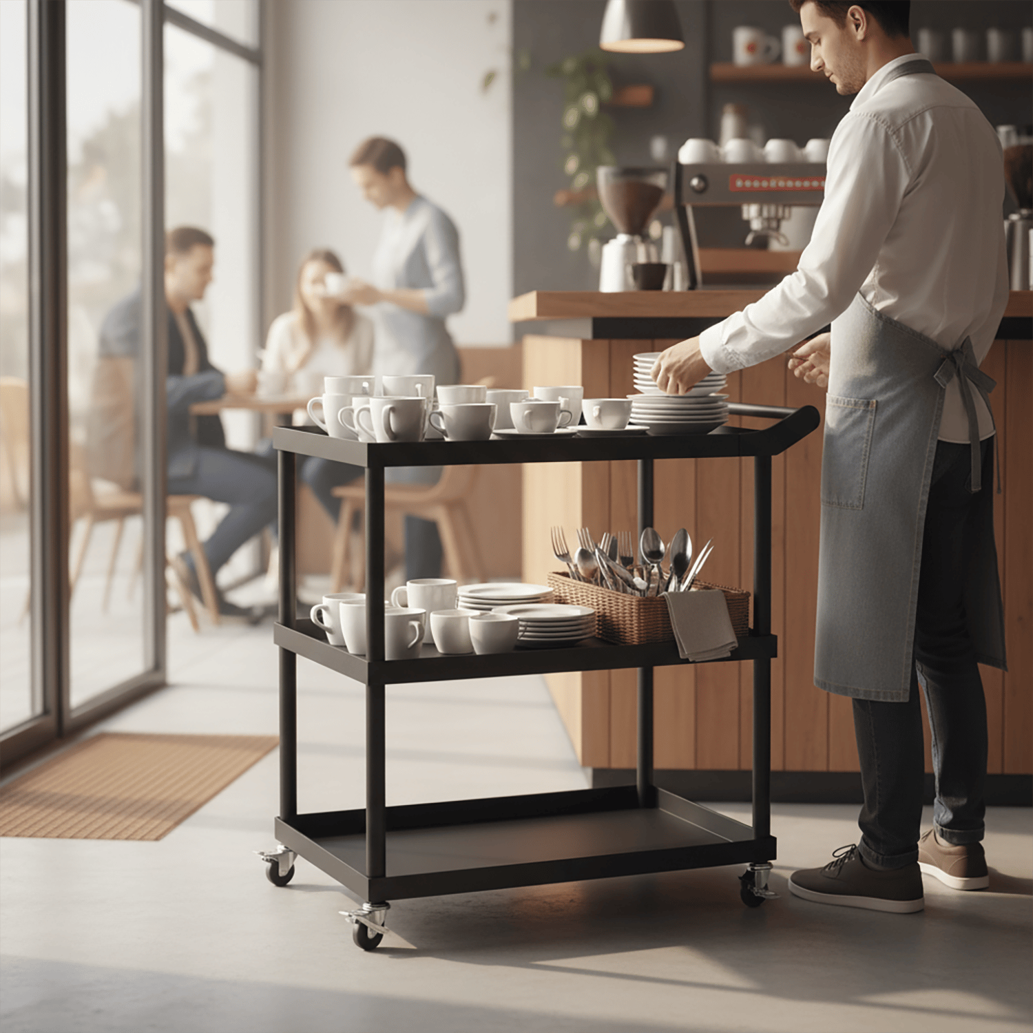 Decorelax Metal 3 Katlı Açık Servis Arabası 50x82 cm - Siyah