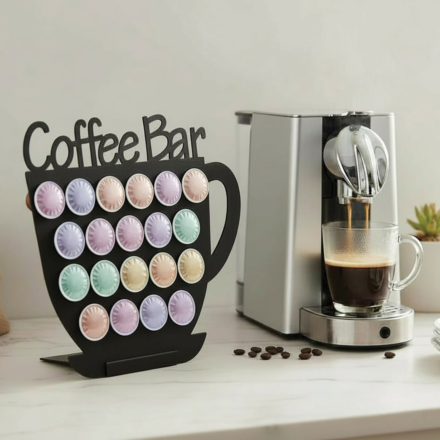 KAPSÜL KAHVE STANDI MODEL 4 SİYAH (COFFEE BAR)