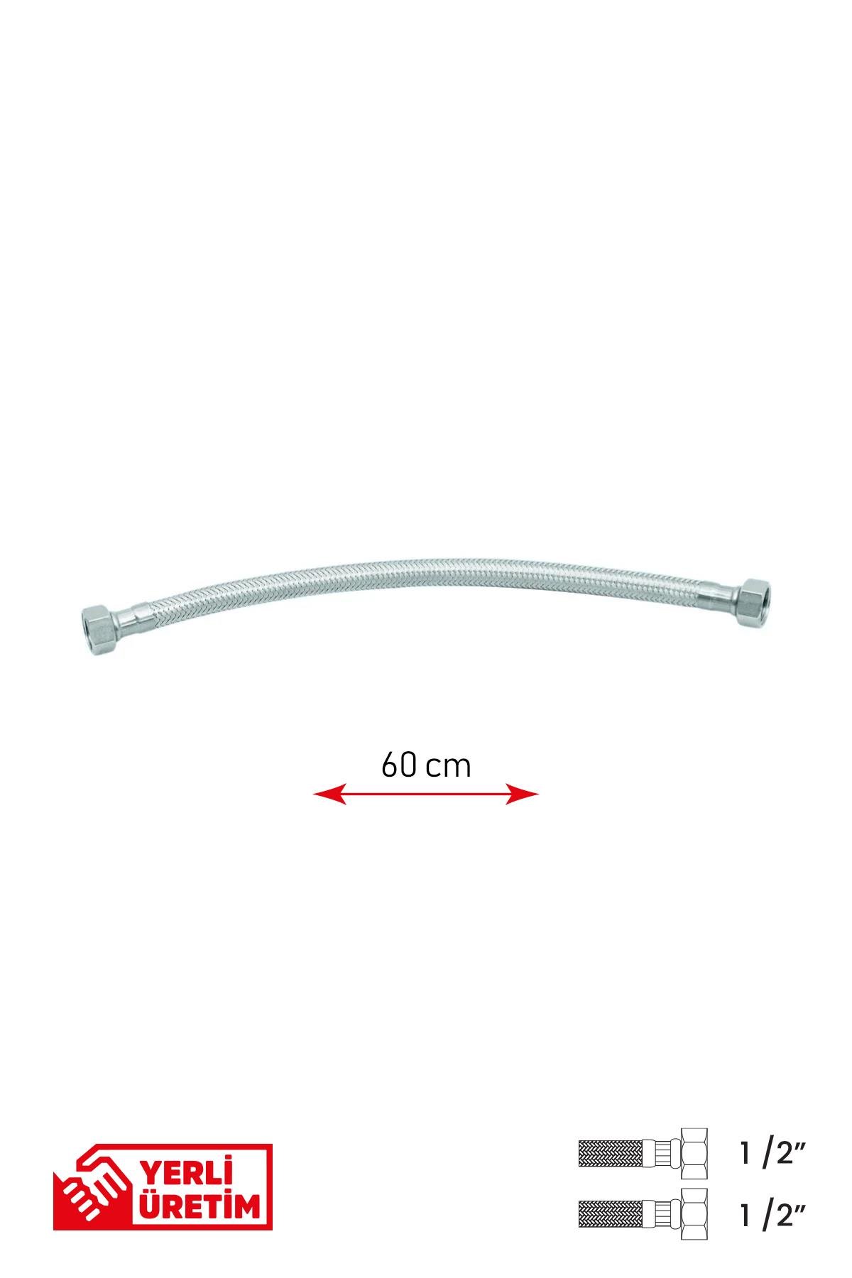 Gama Paslanmaz Çelik Flex Hortum 1/2 - 1/2 Şofben ve Tesisat Bağlantı Hortumu 20 cm