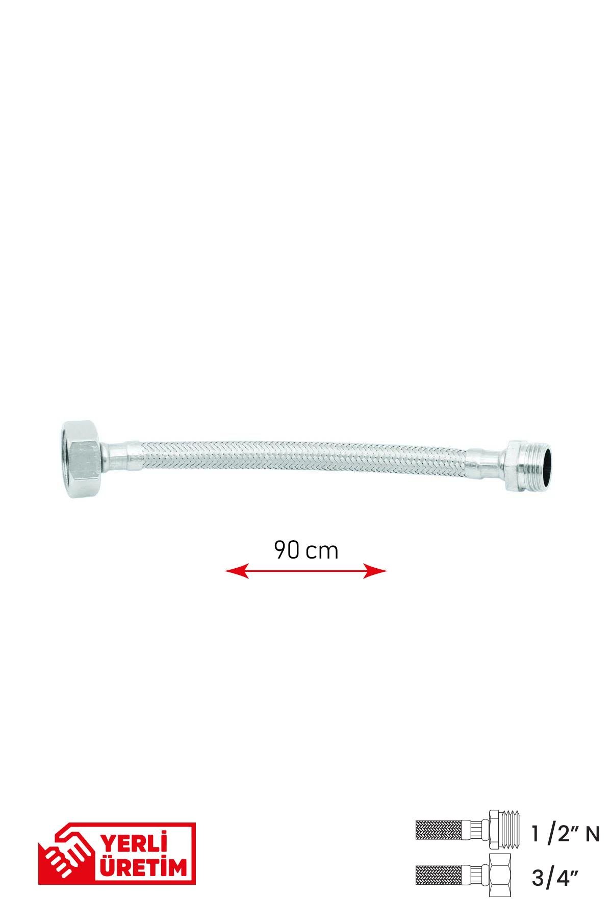 Gama Paslanmaz Çelik Flex Hortum 1/2 Nipel - 3/4 Tesisat Bağlantı Hortumu 20 cm