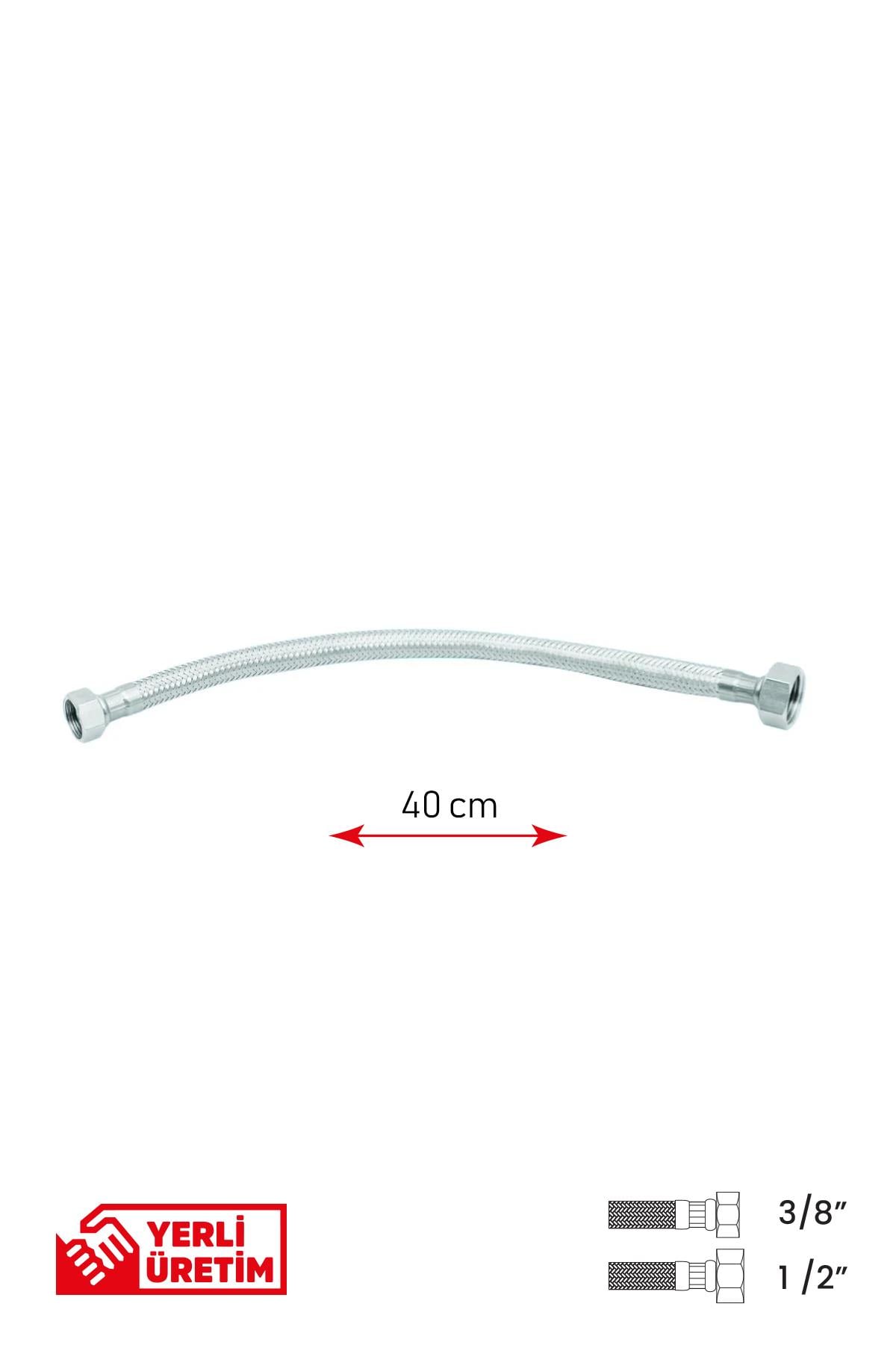 Gama Paslanmaz Çelik Flex Hortum 3/8 - 1/2 Batarya Ara Bağlantı Hortumu 20 cm