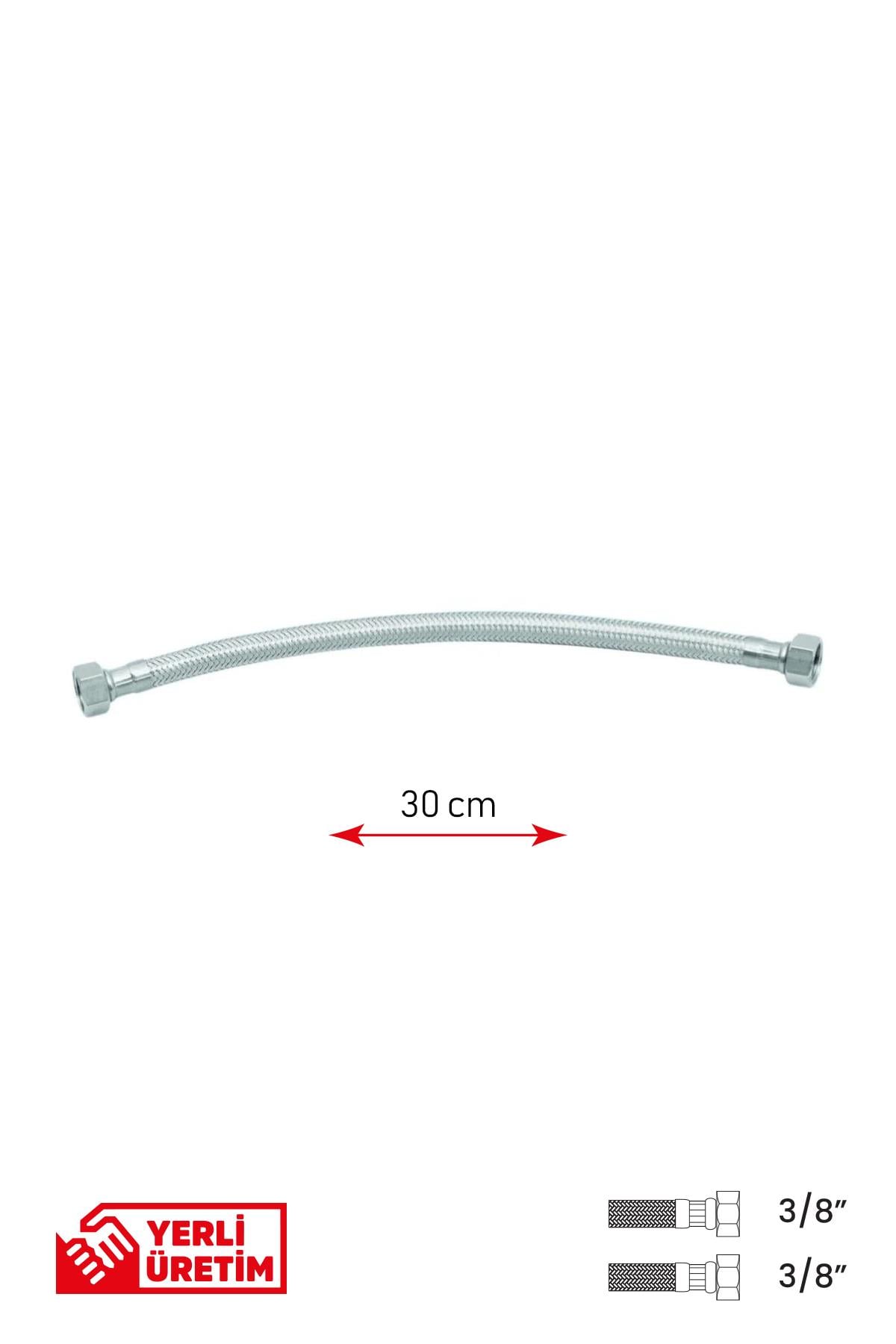 Gama Paslanmaz Çelik Flex Hortum 3/8 - 3/8 Taharet Musluğu Bağlantı Hortumu 20 cm