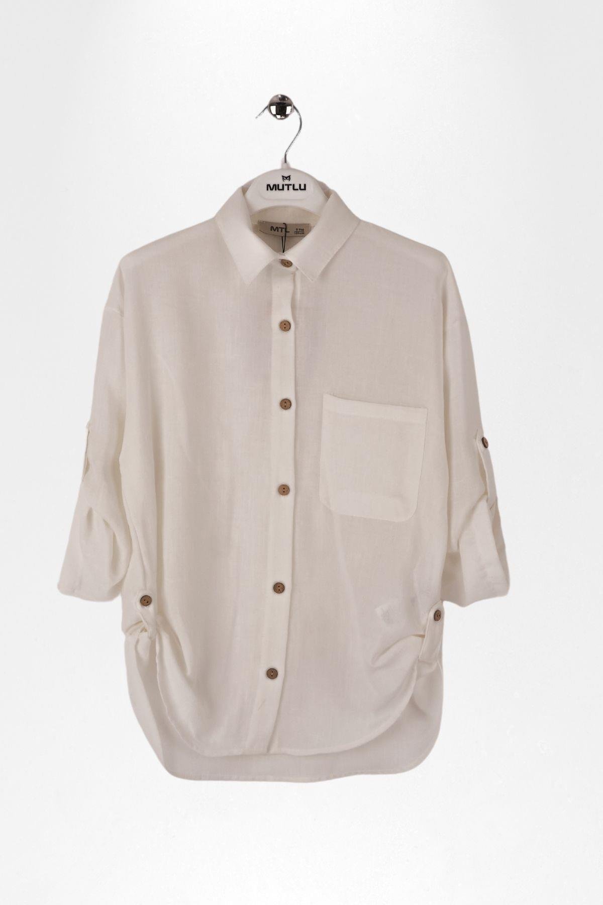 APOLETLİ KIZ KETEN GÖMLEK