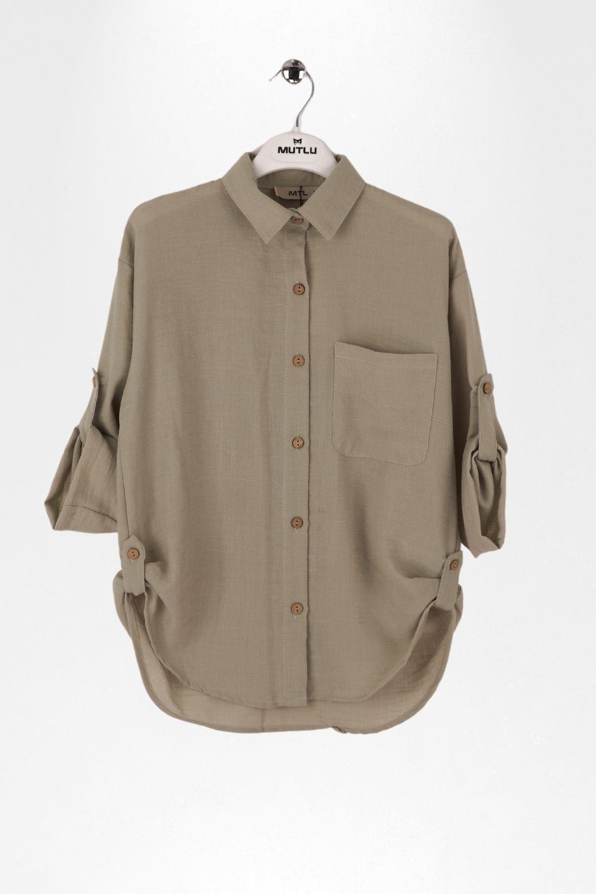 APOLETLİ KIZ KETEN GÖMLEK