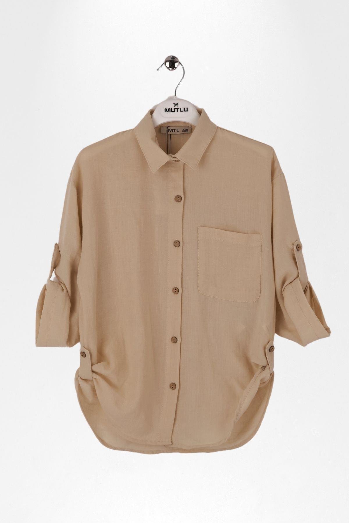 APOLETLİ KIZ KETEN GÖMLEK