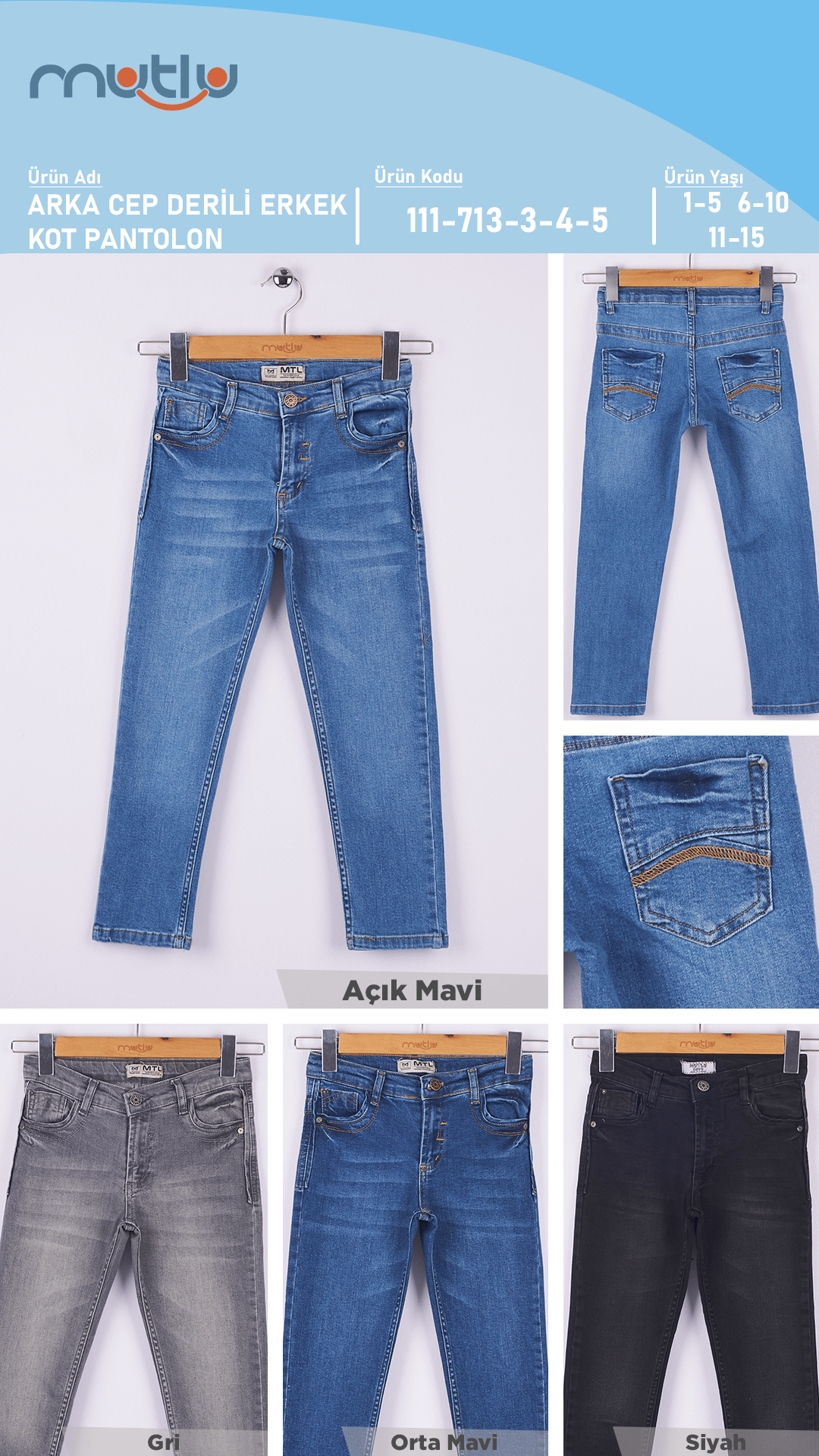 ARKA CEP DİKİŞLİ ERKEK KOT PANTOLON